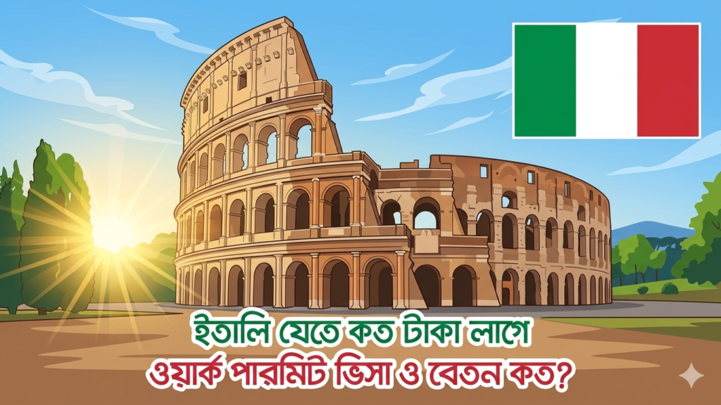 ২০২৬ সালে ইতালি যেতে কত টাকা লাগে জানুন। ওয়ার্ক পারমিট ভিসার খরচ, বেতন, আবেদন প্রক্রিয়া ও বাংলাদেশ থেকে যাওয়ার সম্পূর্ণ তথ্য এখানে।