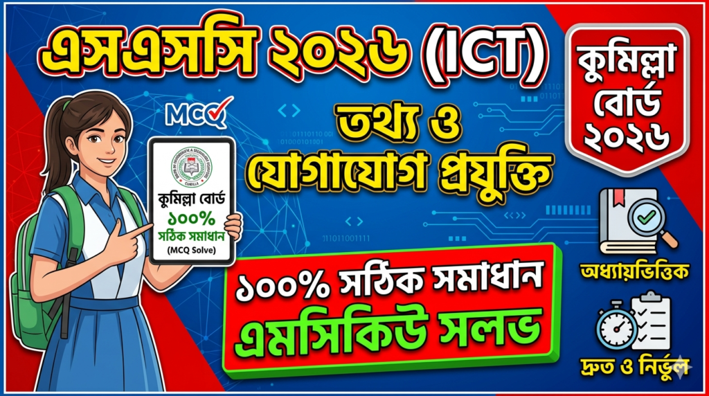 SSC ICT MCQ Solution 2026, SSC 2026 ICT Answer Sheet, SSC ICT Solve 2026, SSC 2026 ICT MCQ answer, SSC ICT Question Solution, SSC ICT Cumilla Board, এসএসসসি তথ্য ও যোগাযোগ প্রযুক্তি এমসিকিউ সমাধান ২০২৬, এসএসসি তথ্য ও যোগাযোগ প্রযুক্তি১০০% সঠিক সমাধান, এসএসসি ২০২৬ তথ্য ও যোগাযোগ প্রযুক্তি উত্তরমালা, এসএসসি তথ্য ও যোগাযোগ প্রযুক্তি প্রশ্ন সমাধান ২০২৬, কুমিল্লা বোর্ড তথ্য ও যোগাযোগ প্রযুক্তি সমাধান, আজকের পরীক্ষার প্রশ্ন সমাধান ২০২৬,
