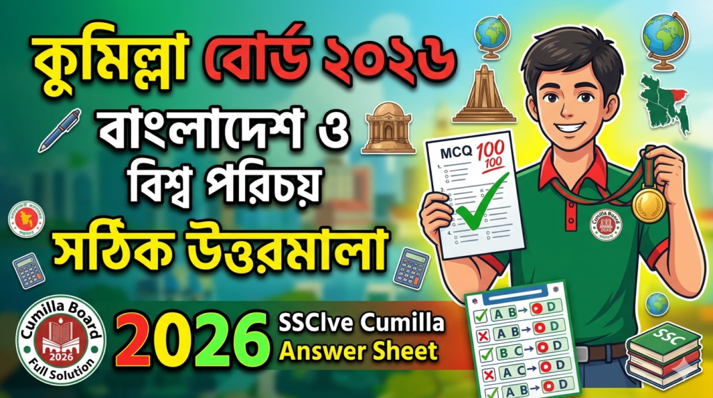 SSC BGS MCQ Solution 2026, SSC 2026 BGS Answer Sheet, SSC BGS Solve 2026, SSC 2026 BGS MCQ answer, SSC BGS Question Solution, SSC BGS Cumilla Board, এসএসসসি বাংলাদেশ ও বিশ্ব পরিচয় এমসিকিউ সমাধান ২০২৬, এসএসসি বাংলাদেশ ও বিশ্ব পরিচয় ১০০% সঠিক সমাধান, এসএসসি ২০২৬ বাংলাদেশ ও বিশ্ব পরিচয় উত্তরমালা, এসএসসি বাংলাদেশ ও বিশ্ব পরিচয় প্রশ্ন সমাধান ২০২৬, কুমিল্লা বোর্ড বাংলাদেশ ও বিশ্ব পরিচয় সমাধান, আজকের পরীক্ষার প্রশ্ন সমাধান ২০২৬,