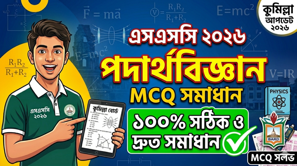 SSC Physics MCQ Solution 2026, SSC 2026 Answer Sheet, SSC Physics Solve 2026, SSC 2026 Physics MCQ answer, SSC Physics Question Solution, SSC Physics Solve Cumilla board, এসএসসসি পদার্থবিজ্ঞান এমসিকিউ সমাধান ২০২৬, এসএসসি পদার্থবিজ্ঞান ১০০% সঠিক সমাধান, এসএসসি ২০২৬ পদার্থবিজ্ঞান উত্তরমালা, এসএসসি পদার্থবিজ্ঞান প্রশ্ন সমাধান ২০২৬,কুমিল্লা বোর্ড পদার্থবিজ্ঞান সমাধান, আজকের পরীক্ষার প্রশ্ন সমাধান ২০২৬,