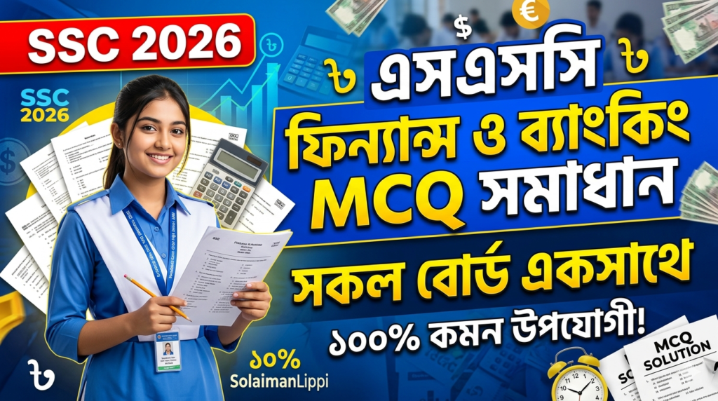 SSC Finance and Banking MCQ Solution 2026, SSC 2026 Answer Sheet, SSC Finance and Banking Solve 2026, SSC 2026 Finance and Banking MCQ answer, SSC Finance and Banking Solution, SSC Finance and Banking Solve All board, এসএসসসি ফিন্যান্স ও ব্যাংকিং এমসিকিউ সমাধান ২০২৬, এসএসসি ফিন্যান্স ও ব্যাংকিং ১০০% সঠিক সমাধান, এসএসসি ২০২৬ ফিন্যান্স ও ব্যাংকিং উত্তরমালা, এসএসসি ফিন্যান্স ও ব্যাংকিং প্রশ্ন সমাধান ২০২৬,সকল বোর্ড ফিন্যান্স ও ব্যাংকিং সমাধান, আজকের পরীক্ষার প্রশ্ন সমাধান ২০২৬,