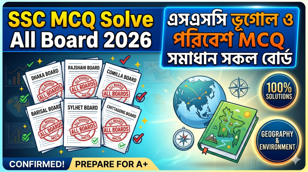 SSC Geography and environment MCQ Solution 2026, SSC 2026 Answer Sheet, SSC Geography and environment Solve 2026, SSC 2026 Geography and environment MCQ answer, SSC Geography and environment Solution, SSC Geography and environment Solve All board, এসএসসসি ভূগোল ও পরিবেশ এমসিকিউ সমাধান ২০২৬, এসএসসি ভূগোল ও পরিবেশ ১০০% সঠিক সমাধান, এসএসসি ২০২৬ ভূগোল ও পরিবেশ উত্তরমালা, এসএসসি ভূগোল ও পরিবেশ প্রশ্ন সমাধান ২০২৬,সকল বোর্ড ভূগোল ও পরিবেশ সমাধান, আজকের পরীক্ষার প্রশ্ন সমাধান ২০২৬, ‎