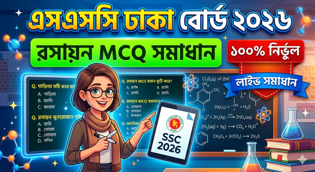 SSC Chemistry MCQ Solution 2026, SSC 2026 Answer Sheet, SSC Chemistry Solve 2026, SSC 2026 Chemistry MCQ answer, SSC Chemistry Question Solution, SSC Chemistry Solve Dhaka board, এসএসসসি রসায়ন এমসিকিউ সমাধান ২০২৬, এসএসসি রসায়ন ১০০% সঠিক সমাধান, এসএসসি ২০২৬ রসায়ন উত্তরমালা, এসএসসি রসায়ন প্রশ্ন সমাধান ২০২৬,ঢাকা বোর্ড রসায়ন সমাধান, আজকের পরীক্ষার প্রশ্ন সমাধান ২০২৬,