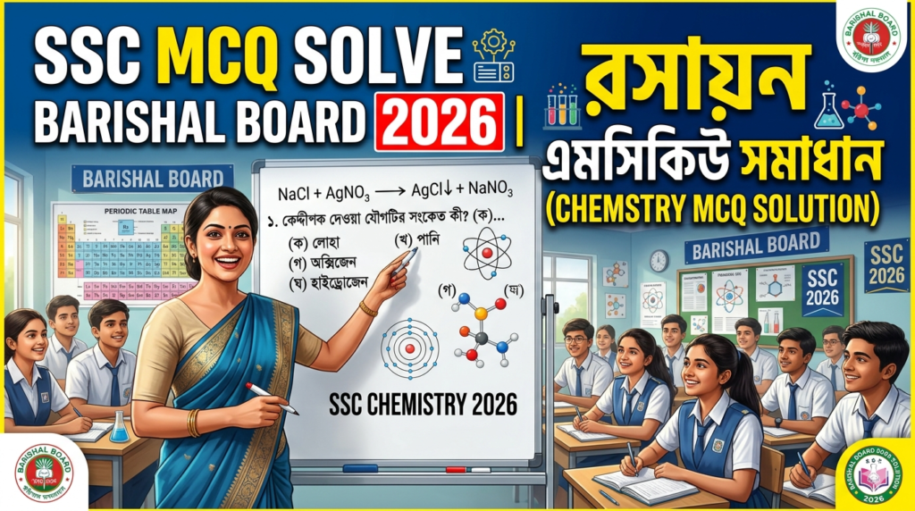 SSC Chemistry MCQ Solution 2026, SSC 2026 Answer Sheet, SSC Chemistry Solve 2026, SSC 2026 Chemistry MCQ answer, SSC Chemistry Question Solution, SSC Chemistry Solve Barishal board, এসএসসসি রসায়ন এমসিকিউ সমাধান ২০২৬, এসএসসি রসায়ন ১০০% সঠিক সমাধান, এসএসসি ২০২৬ রসায়ন উত্তরমালা, এসএসসি রসায়ন প্রশ্ন সমাধান ২০২৬,বরিশাল বোর্ড রসায়ন সমাধান, আজকের পরীক্ষার প্রশ্ন সমাধান ২০২৬,