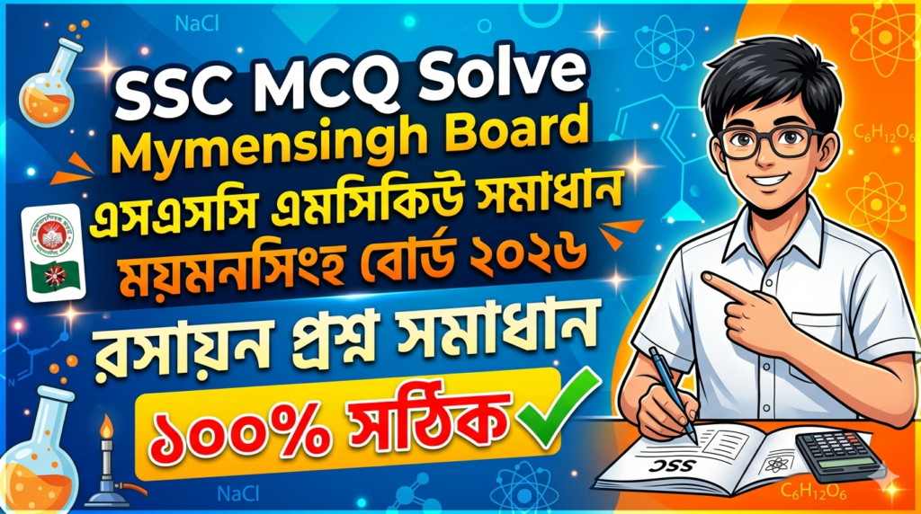 SSC Chemistry MCQ Solution 2026, SSC 2026 Answer Sheet, SSC Chemistry Solve 2026, SSC 2026 Chemistry MCQ answer, SSC Chemistry Question Solution, SSC Chemistry Solve Mymensingh board, এসএসসসি রসায়ন এমসিকিউ সমাধান ২০২৬, এসএসসি রসায়ন ১০০% সঠিক সমাধান, এসএসসি ২০২৬ রসায়ন উত্তরমালা, এসএসসি রসায়ন প্রশ্ন সমাধান ২০২৬,ময়মনসিংহ বোর্ড রসায়ন সমাধান, আজকের পরীক্ষার প্রশ্ন সমাধান ২০২৬,